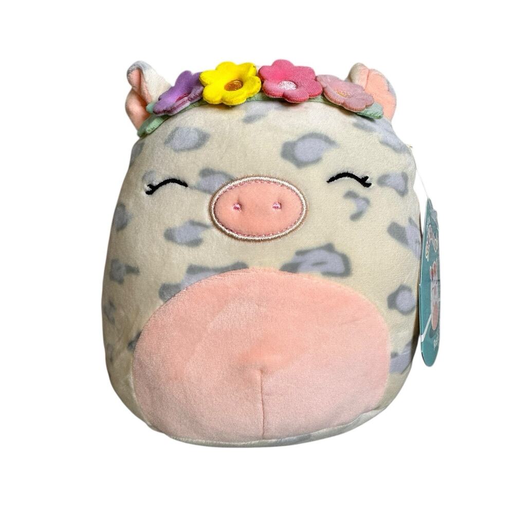 Squishmallow ROSIE Pig Plush Flower Headband Pink Spotted Kellytoy Cute Soft